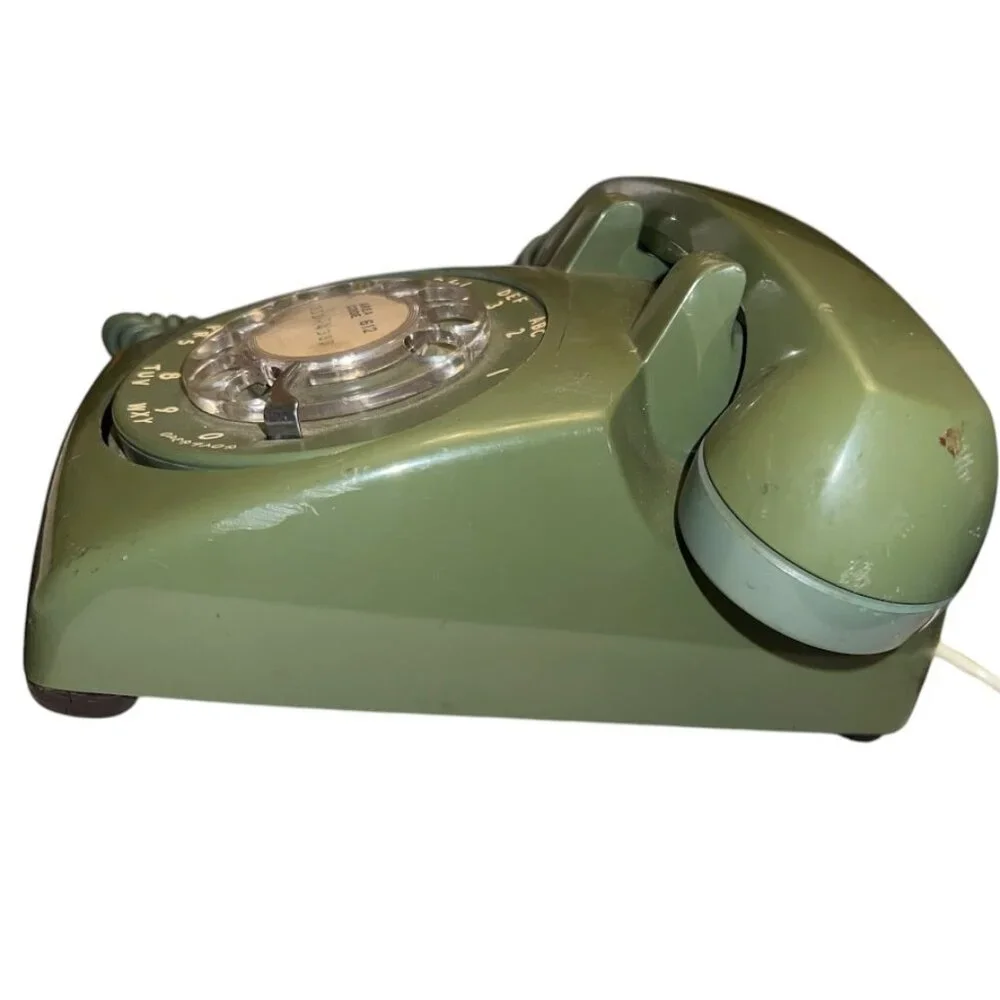 Vintage Avocado Green Bell System - Western Electric C/D 500 Rotary Telephone